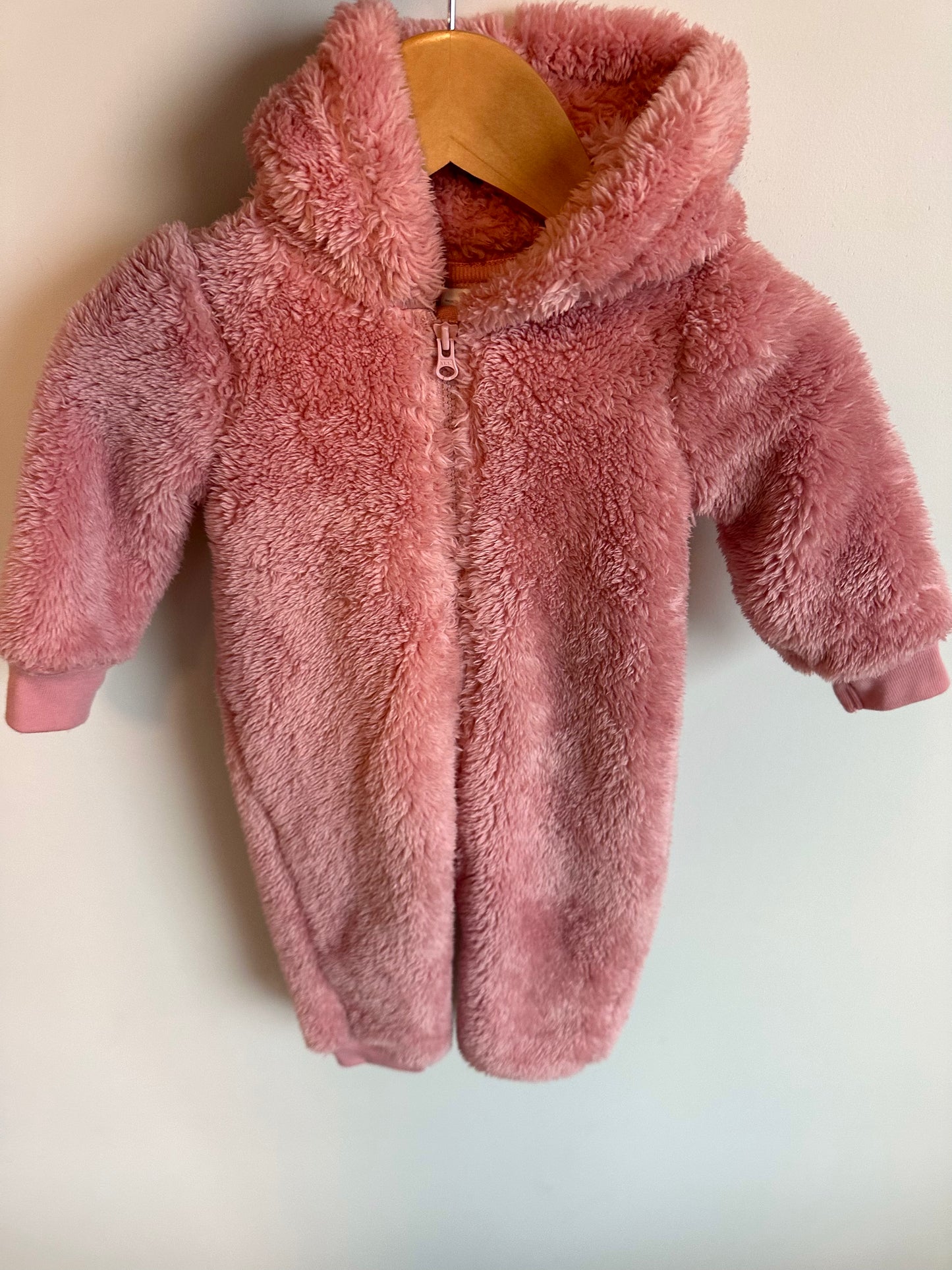 Rosy Pink Hood Bunting Suit / 6-9m