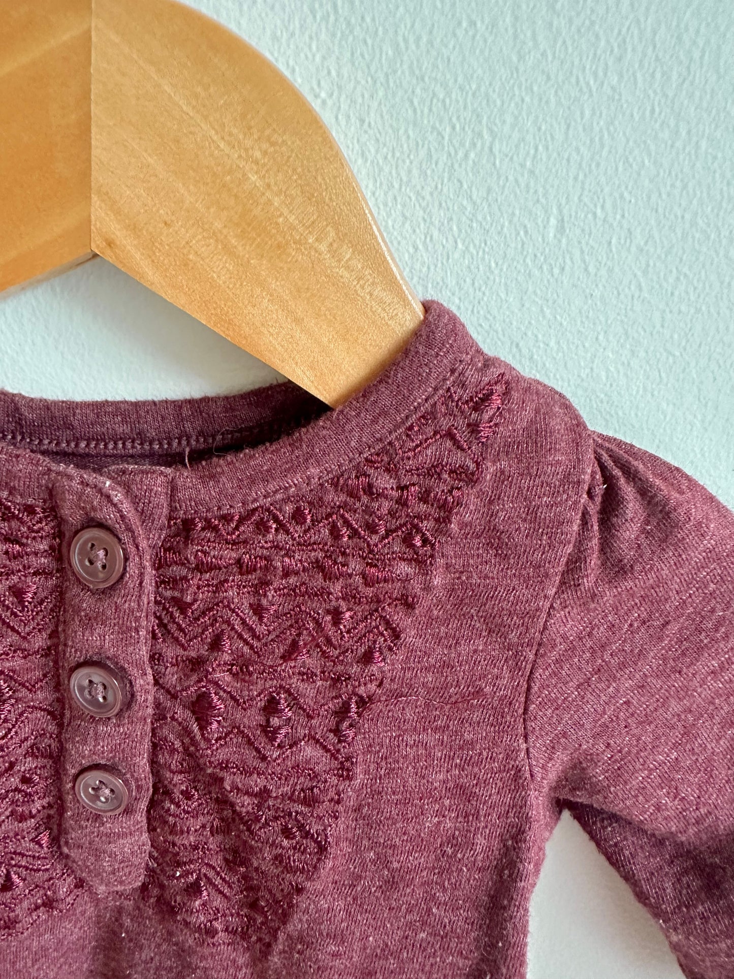 Burgundy Long Sleeve Top / 3-6m