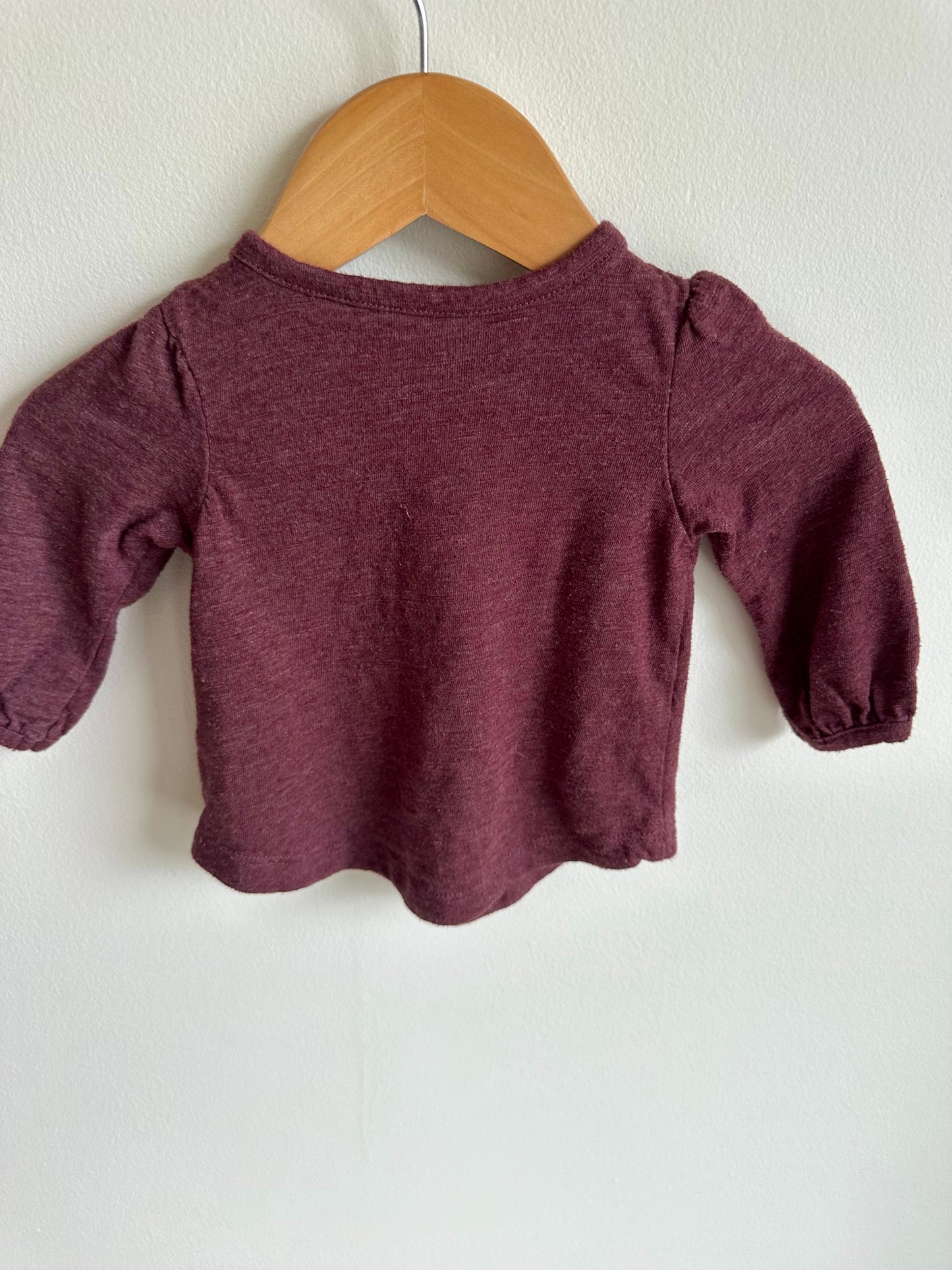 Burgundy Long Sleeve Top / 3-6m