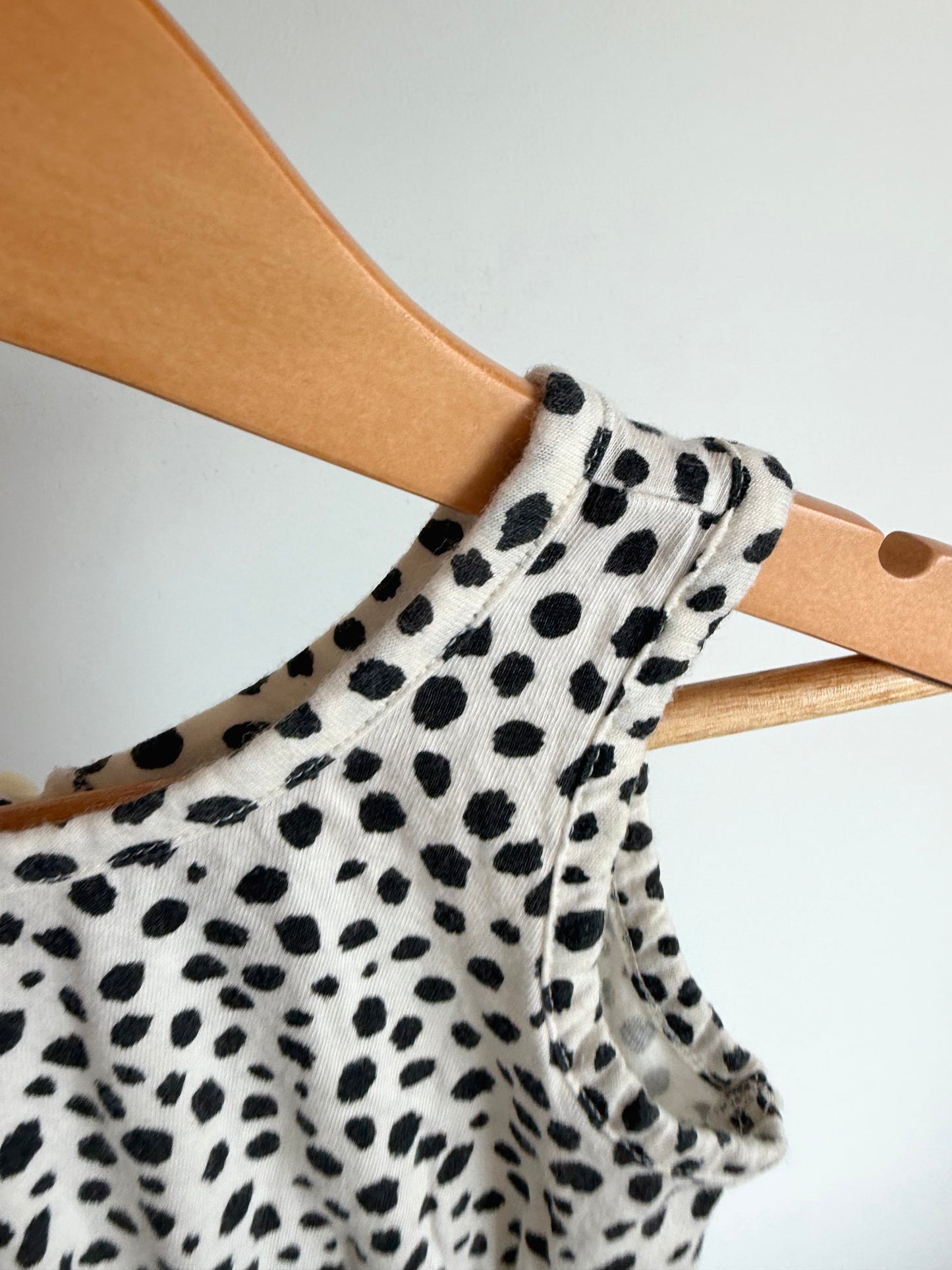 White with Black Spots Romper / 18-24m