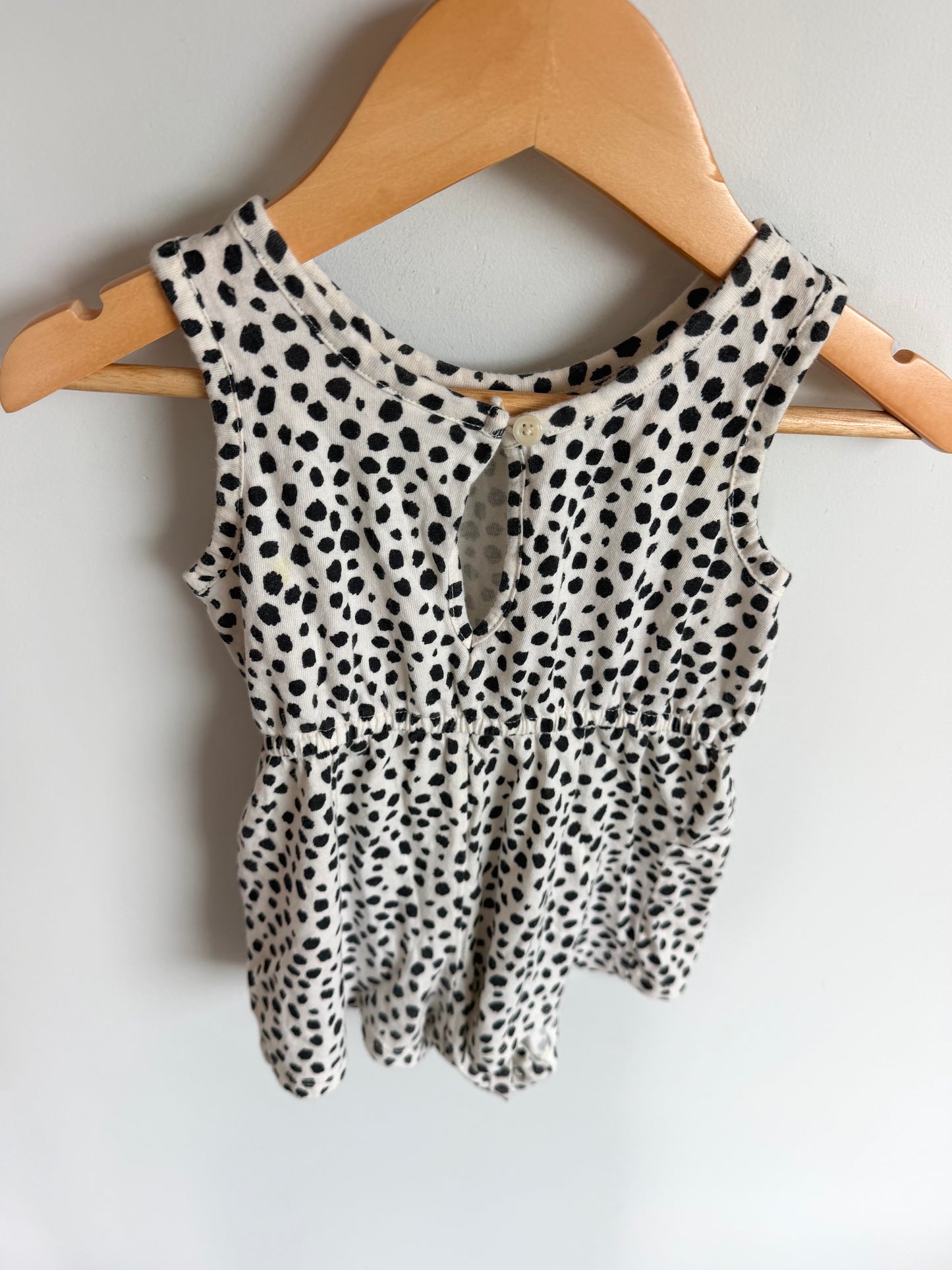 White with Black Spots Romper / 18-24m