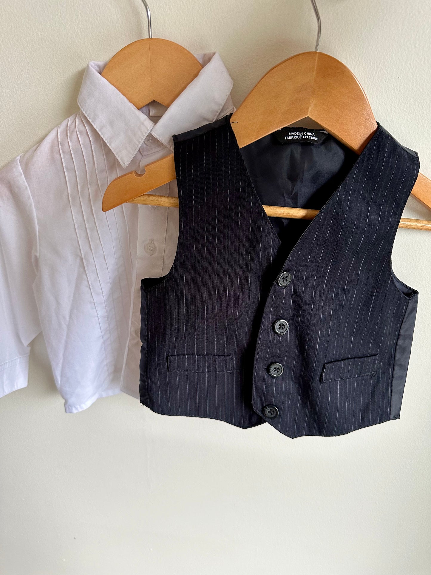 Formal White Button Up + Vest Top / 18m