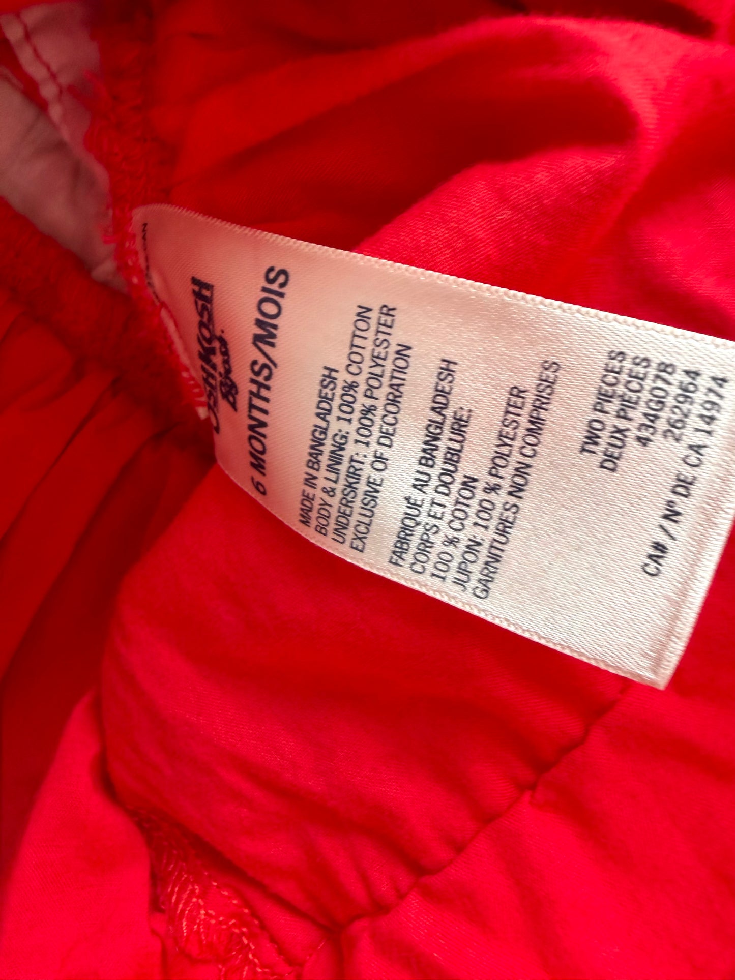 OshKosh Red Overalls Skirt / 6m