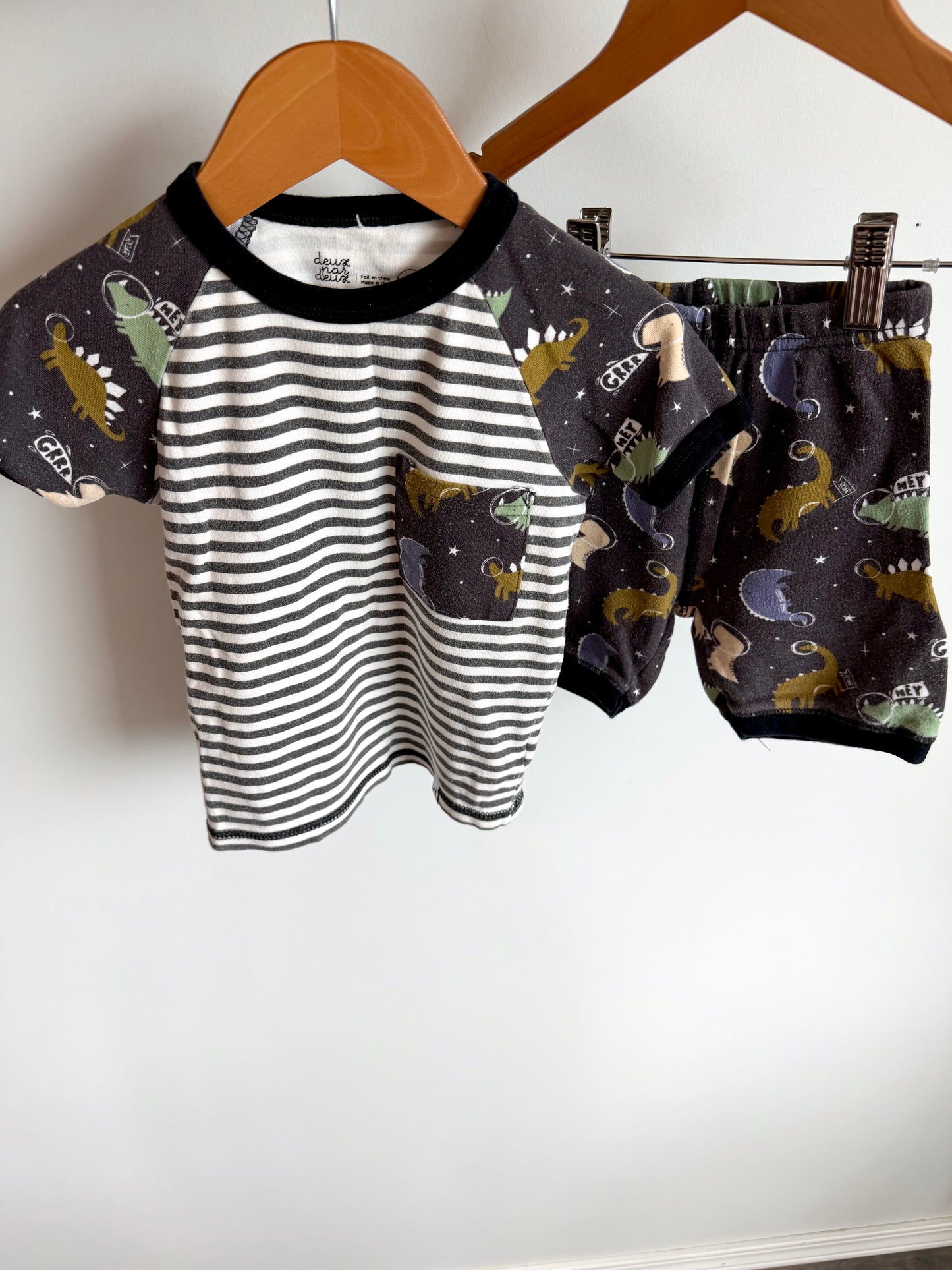 Deux Par Deux Dino PJ Set / 2-3T