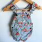 Floral Dusty Blus Short Overalls / 9m