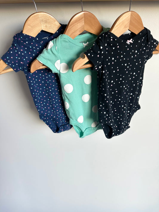 Heart + Dots Bodysuits (Set of 3) / 3m