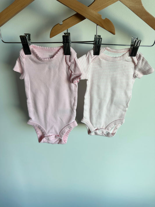 Pink + Striped Bodysuits (Set of 2) / 0m