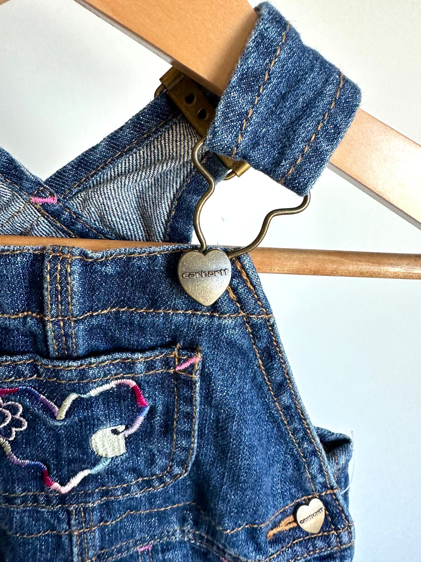 Heart Embroidery Denim Overalls / 12m