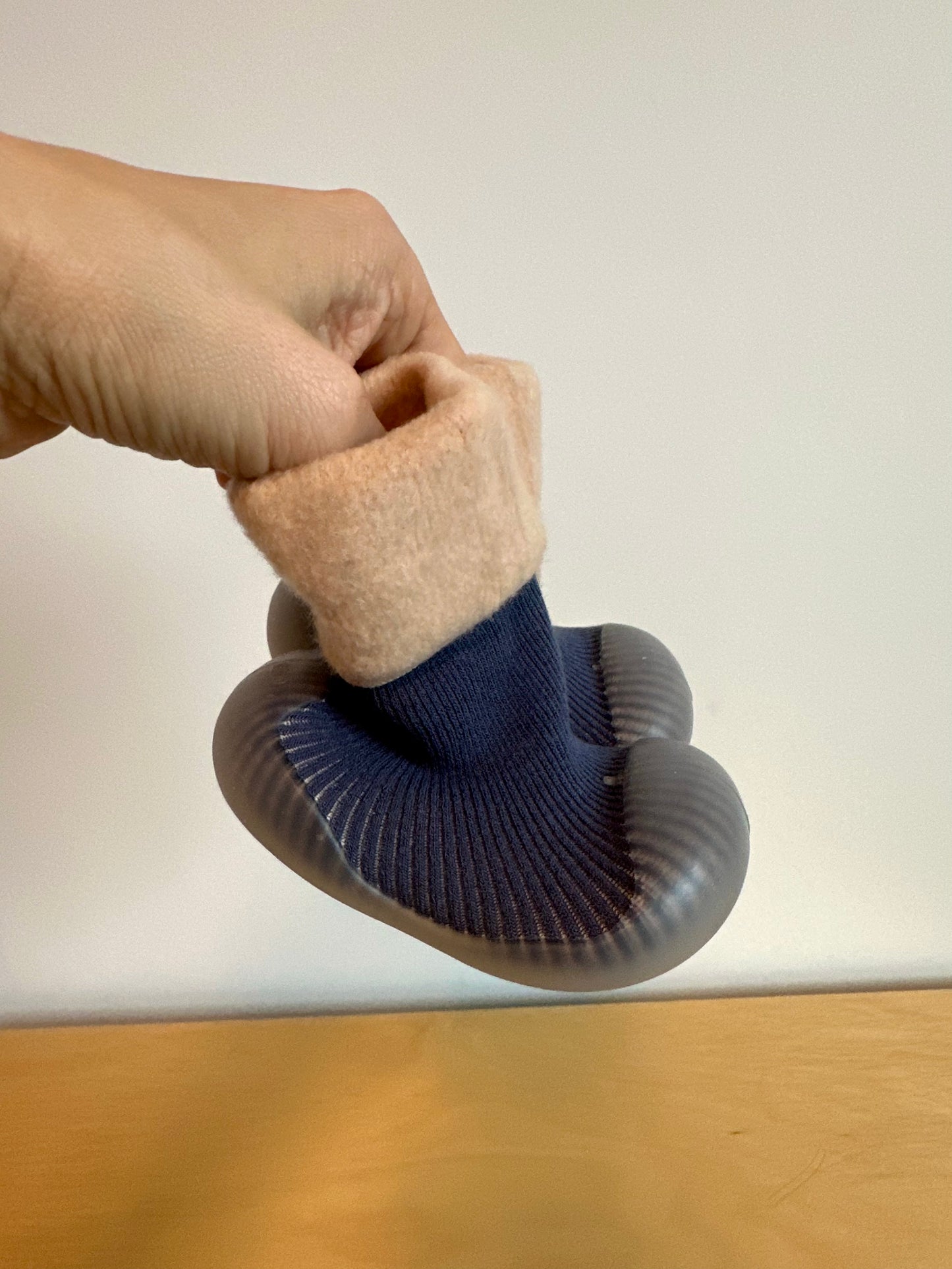 Navy Beige Shoes / Size 3.5 Infant?