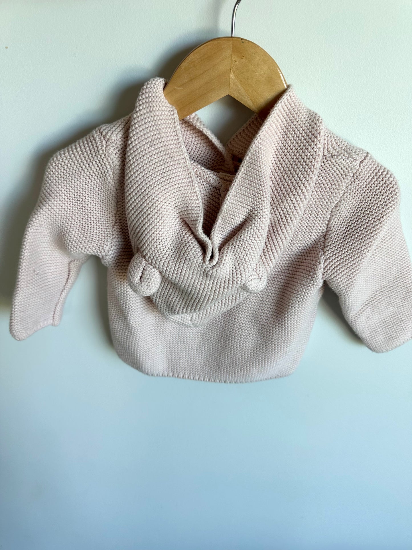Light Pink Bear Button Sweater / 6-12m