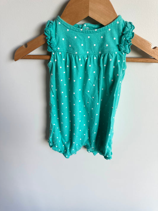Teal Polka Dot Romper / 3m
