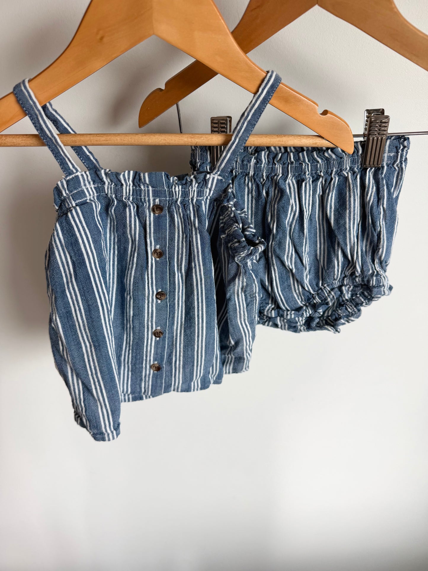Striped Blue Top + Shorts Set / 18-24m