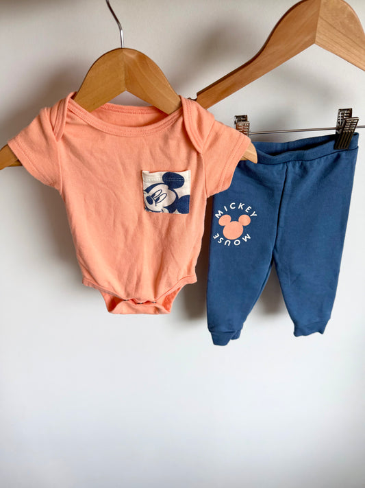 Mickey Mouse Bodysuit + Blue Pants Set / 3-6m