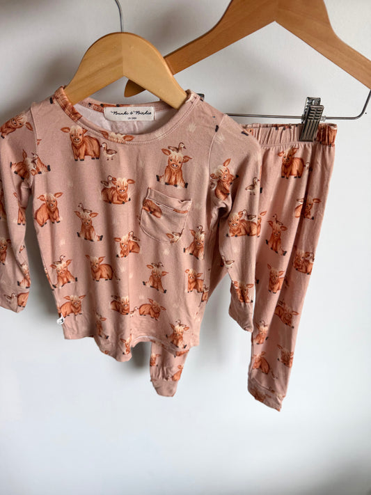 Bambi & Birdie Bamboo Highland Cow PJ Set / 18-24m