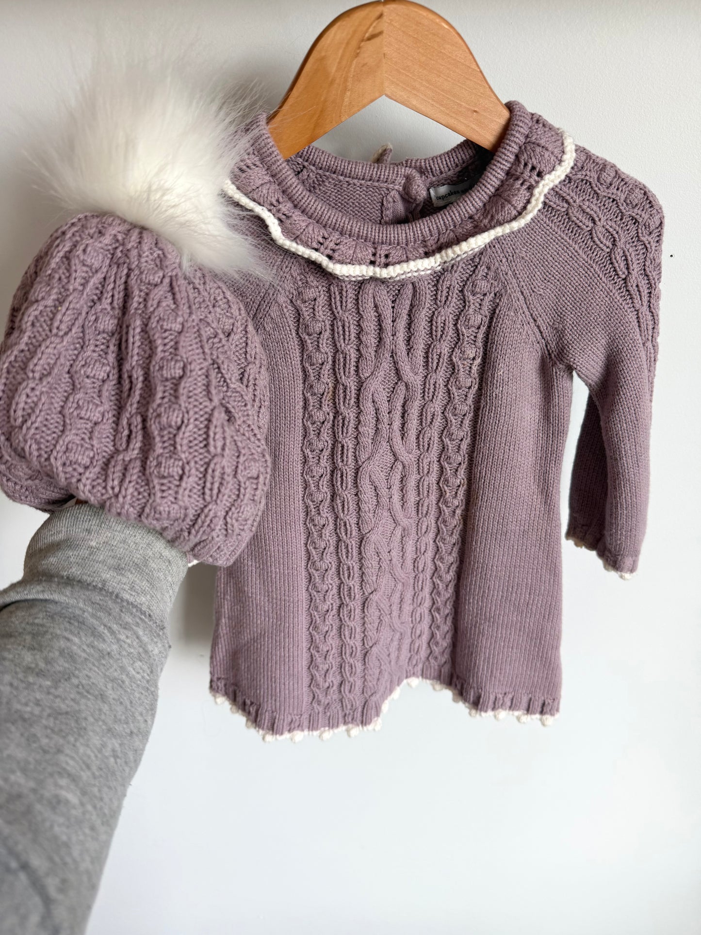 Purple Knit Dress + Hat Set (PLAY) / 12m