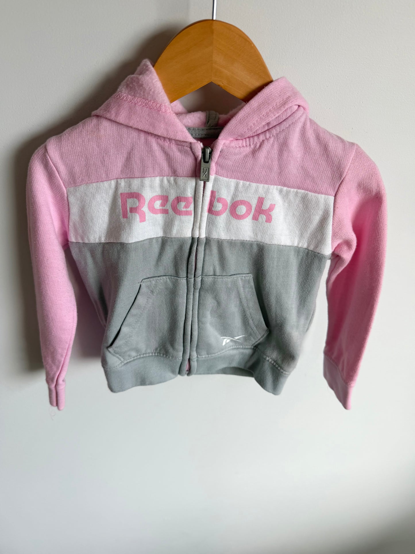 Pink + Grey Reebok Zip Hoodie / 24m