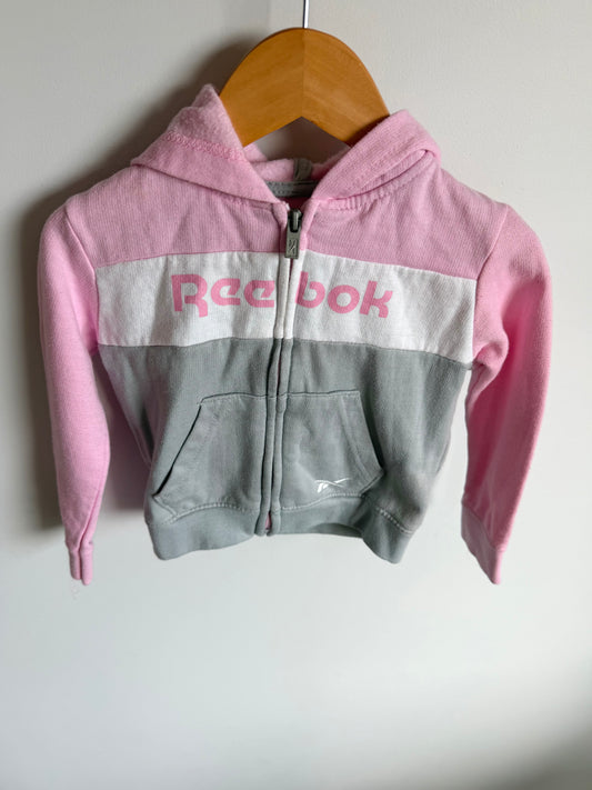 Pink + Grey Reebok Zip Hoodie / 24m