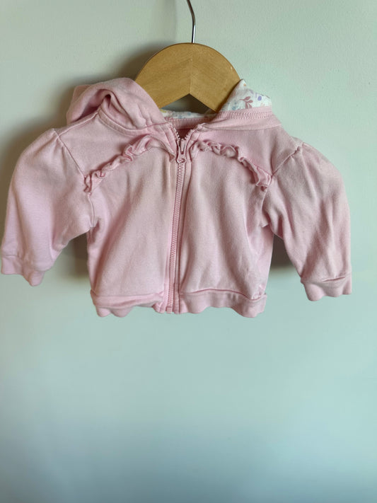 Pink Frill Hood Sweater / 3-6m