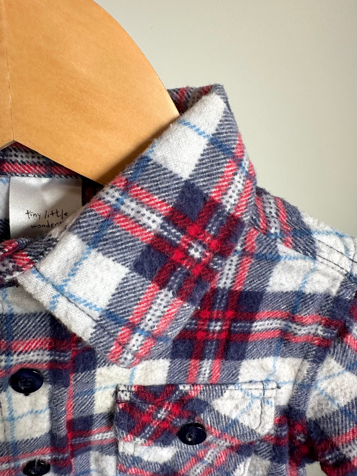 Plaid Button Up Collared Top / 3-6m