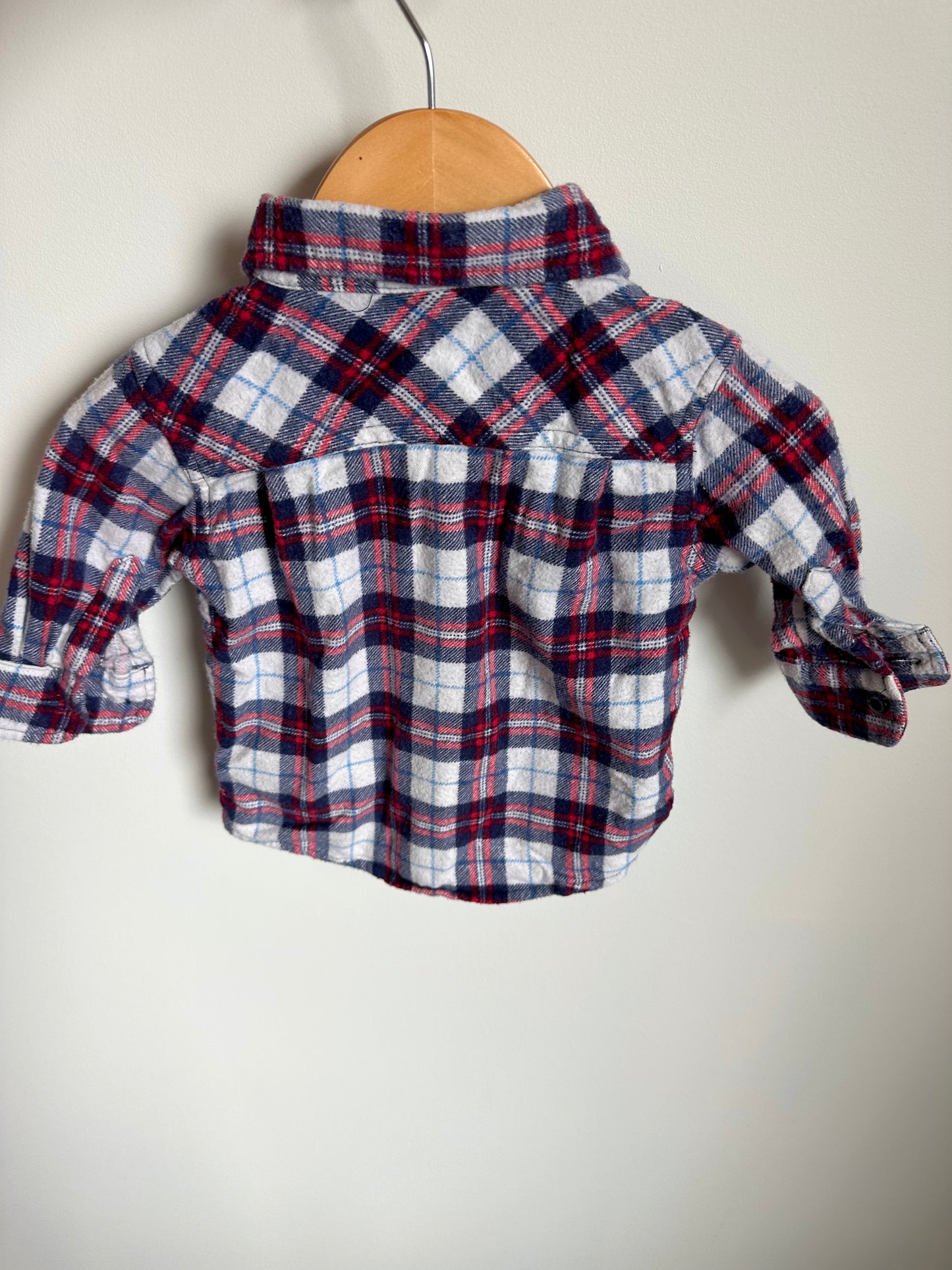 Plaid Button Up Collared Top / 3-6m