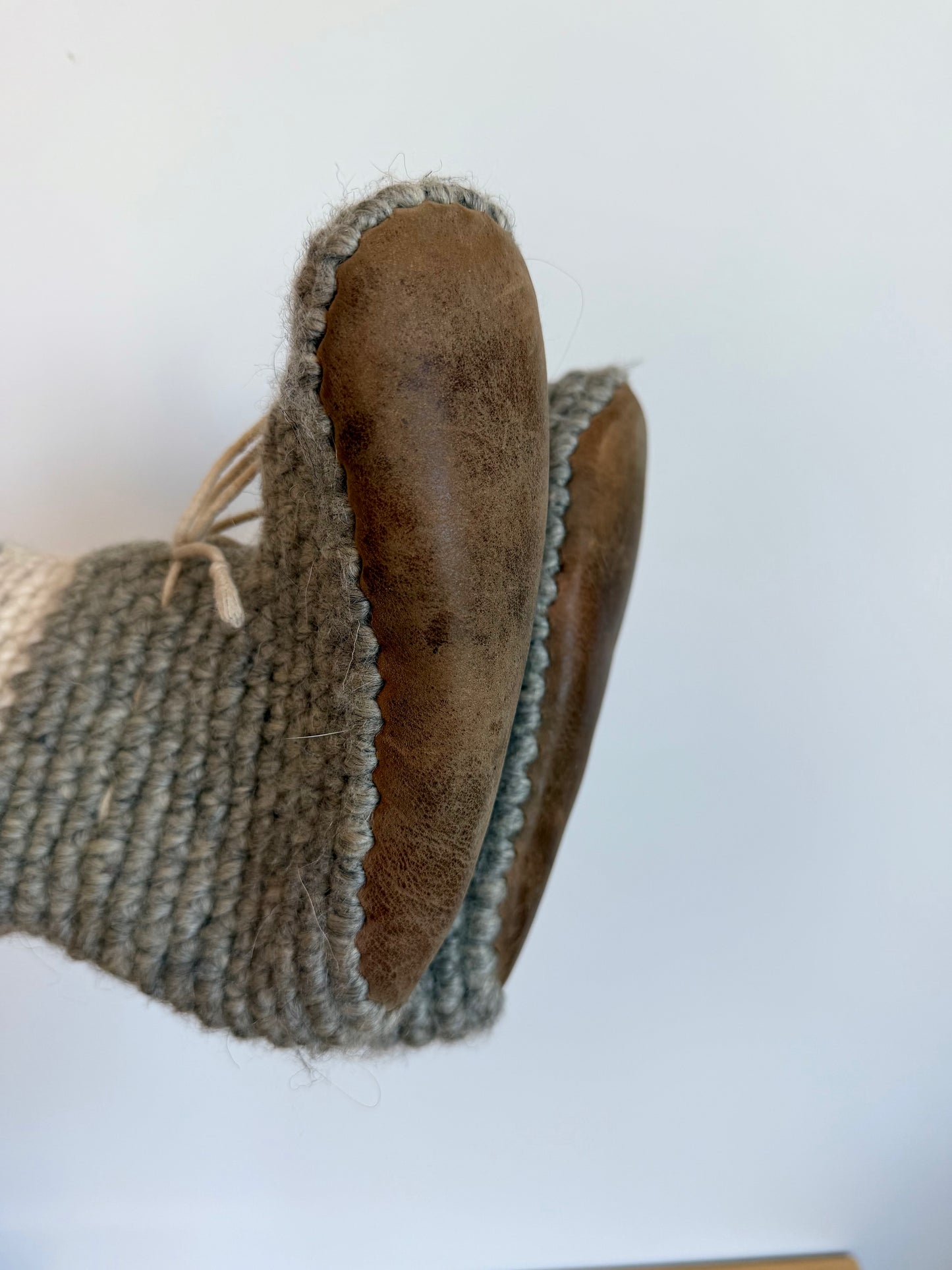 Handmade Grey Knitted Slippers / Size 9.5 Toddler?