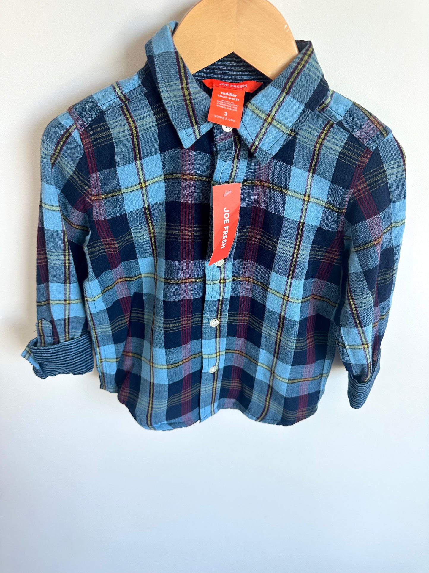 Blue Plaid Button Up Shirt / 3T