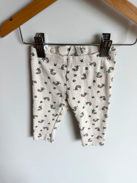 Floral Cream Leggings / 4-6m