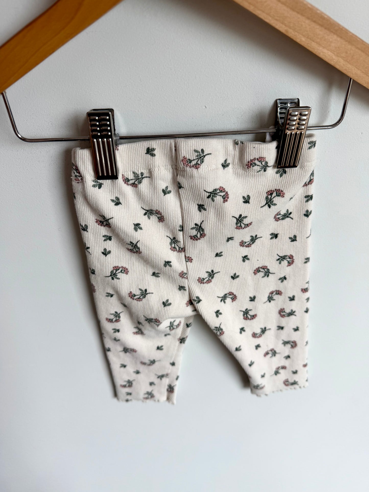 Floral Cream Leggings / 4-6m