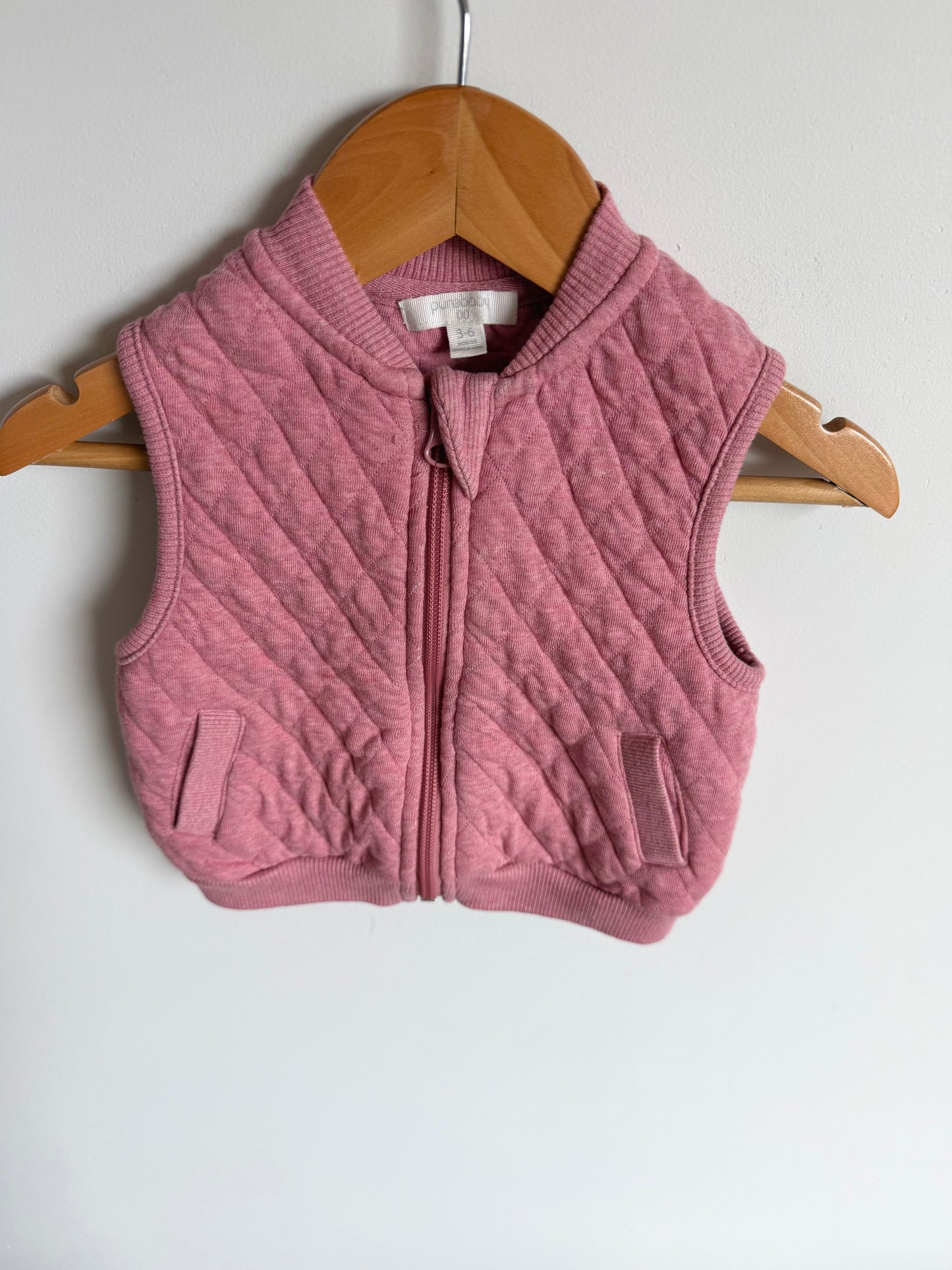 Organic Blush Quilted Vest / 3-6m
