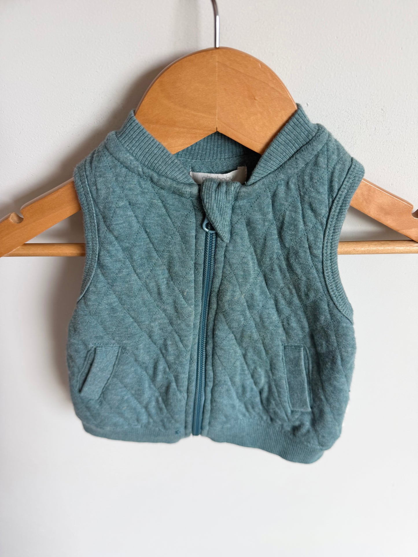 Organic Blue Quilted Vest / 3-6m