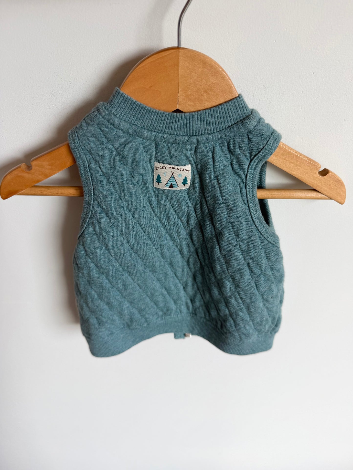 Organic Blue Quilted Vest / 3-6m