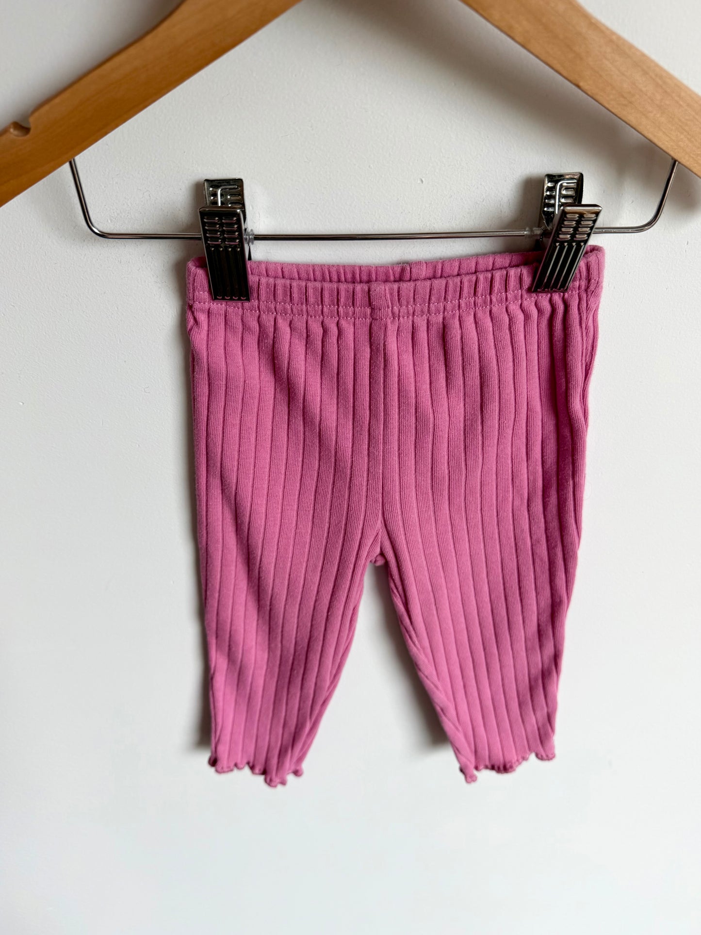 Pink Ribbed Leggings / 3-6m