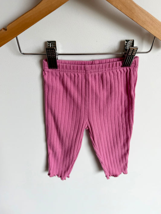 Pink Ribbed Leggings / 3-6m