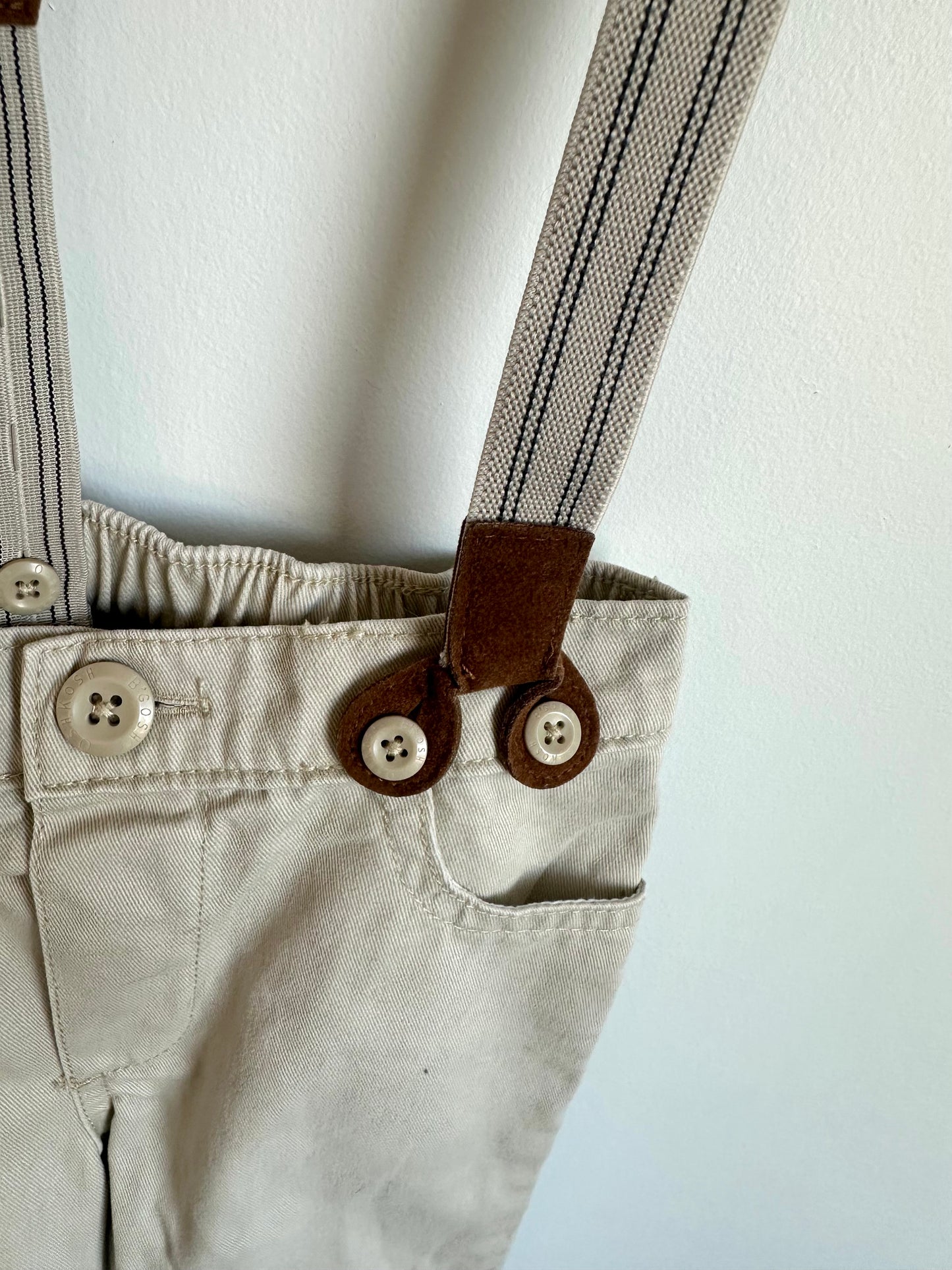OshKosh Tan Pants with Suspenders / 3T