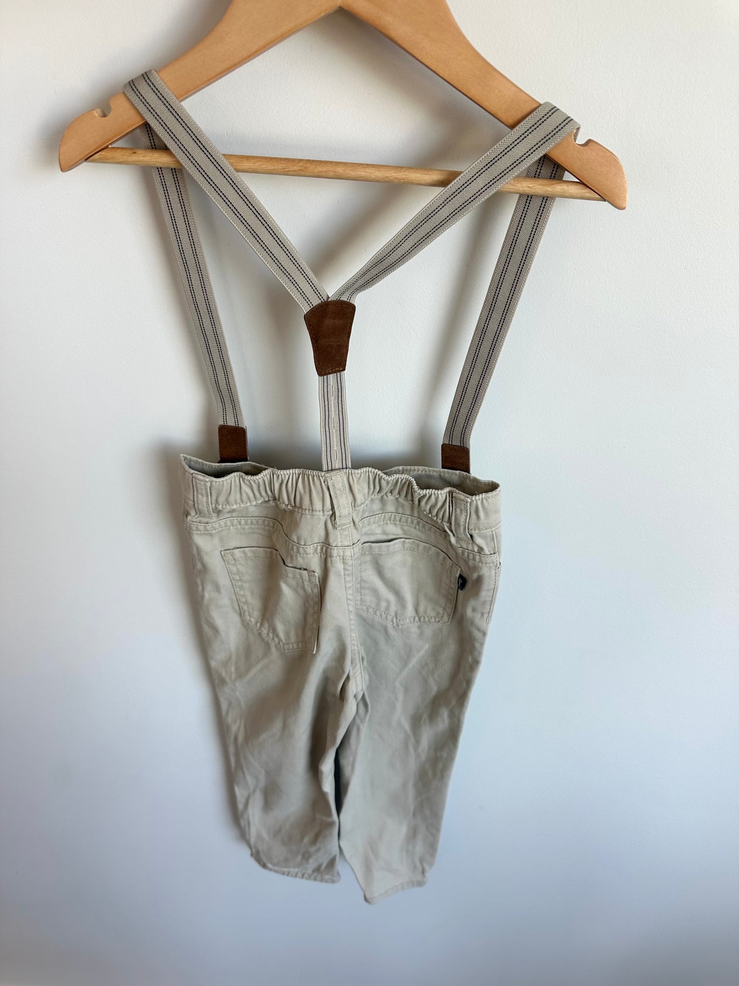 OshKosh Tan Pants with Suspenders / 3T