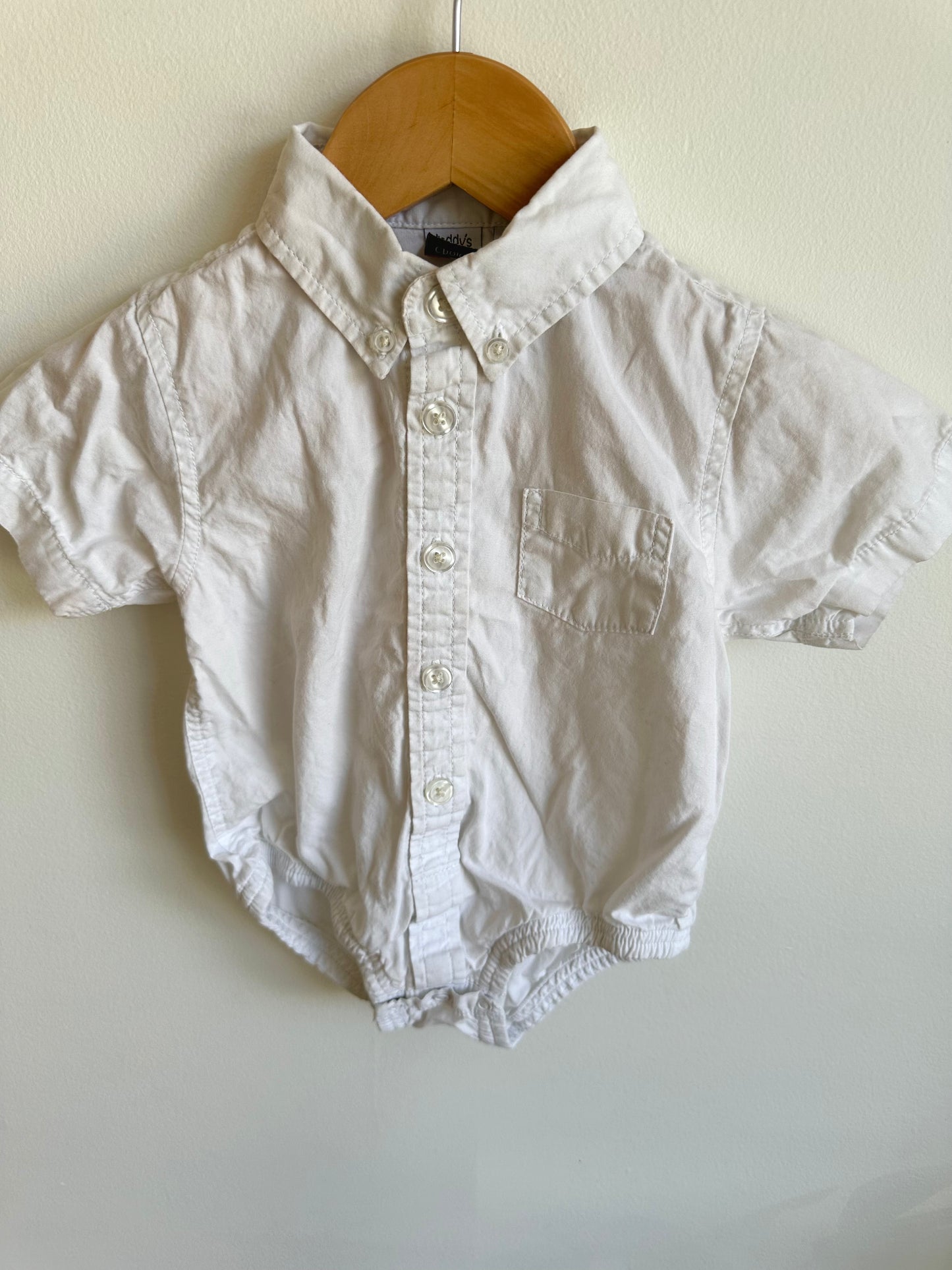 White Collared Button Up Bodysuit / 12m