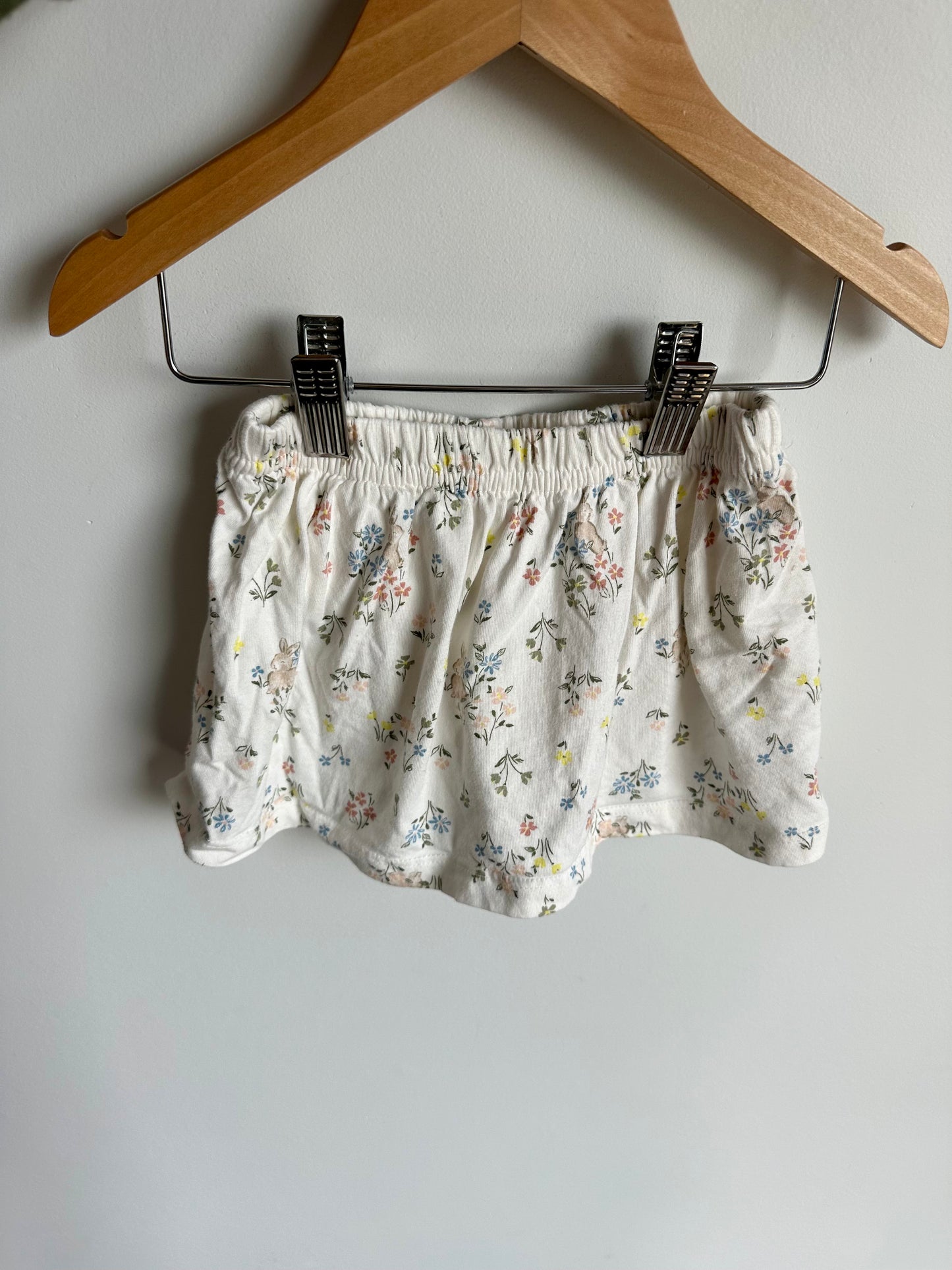 White Floral Rabbit Skirt with Bloomers / 18m