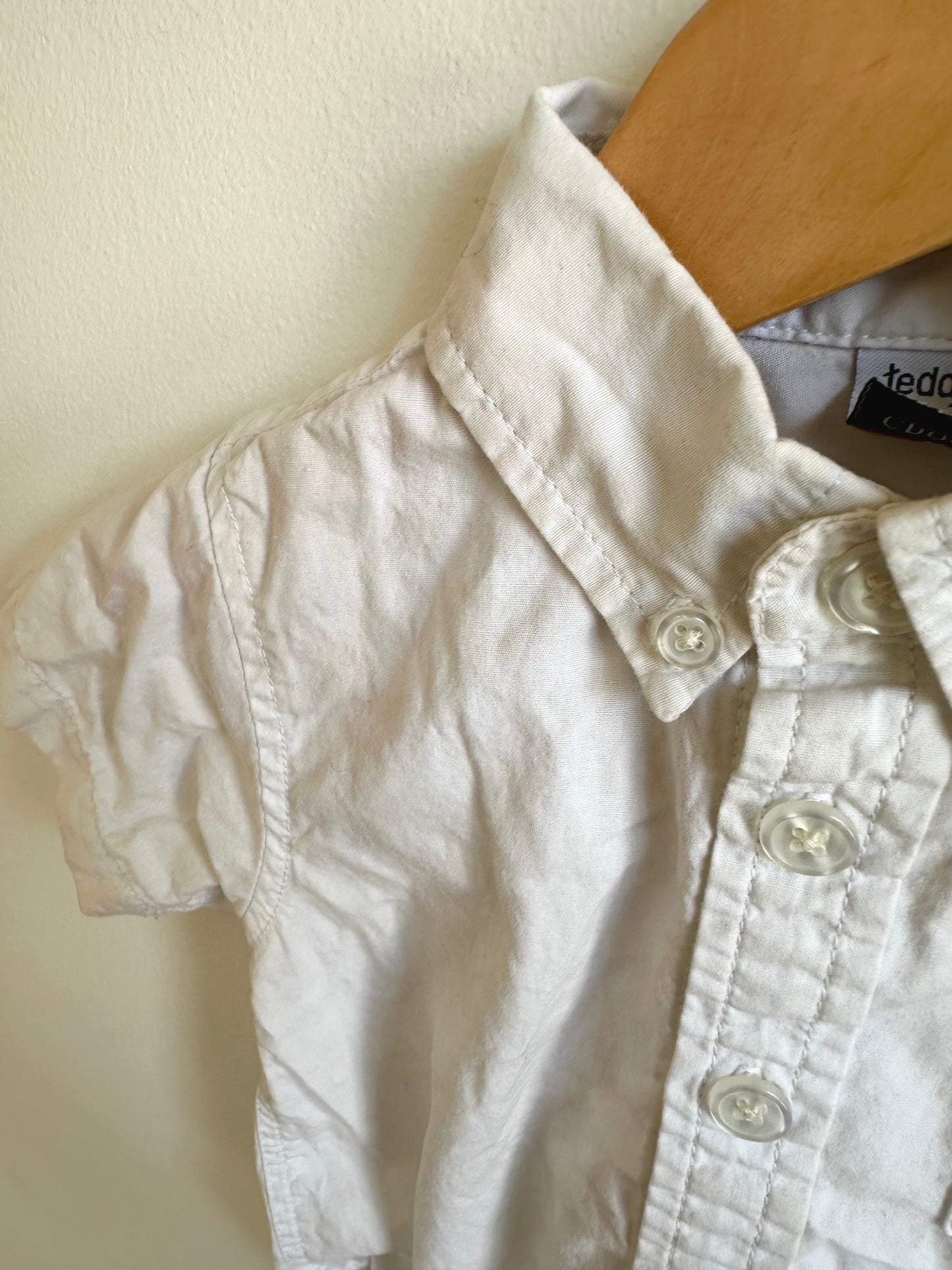 White Collared Button Up Bodysuit / 12m