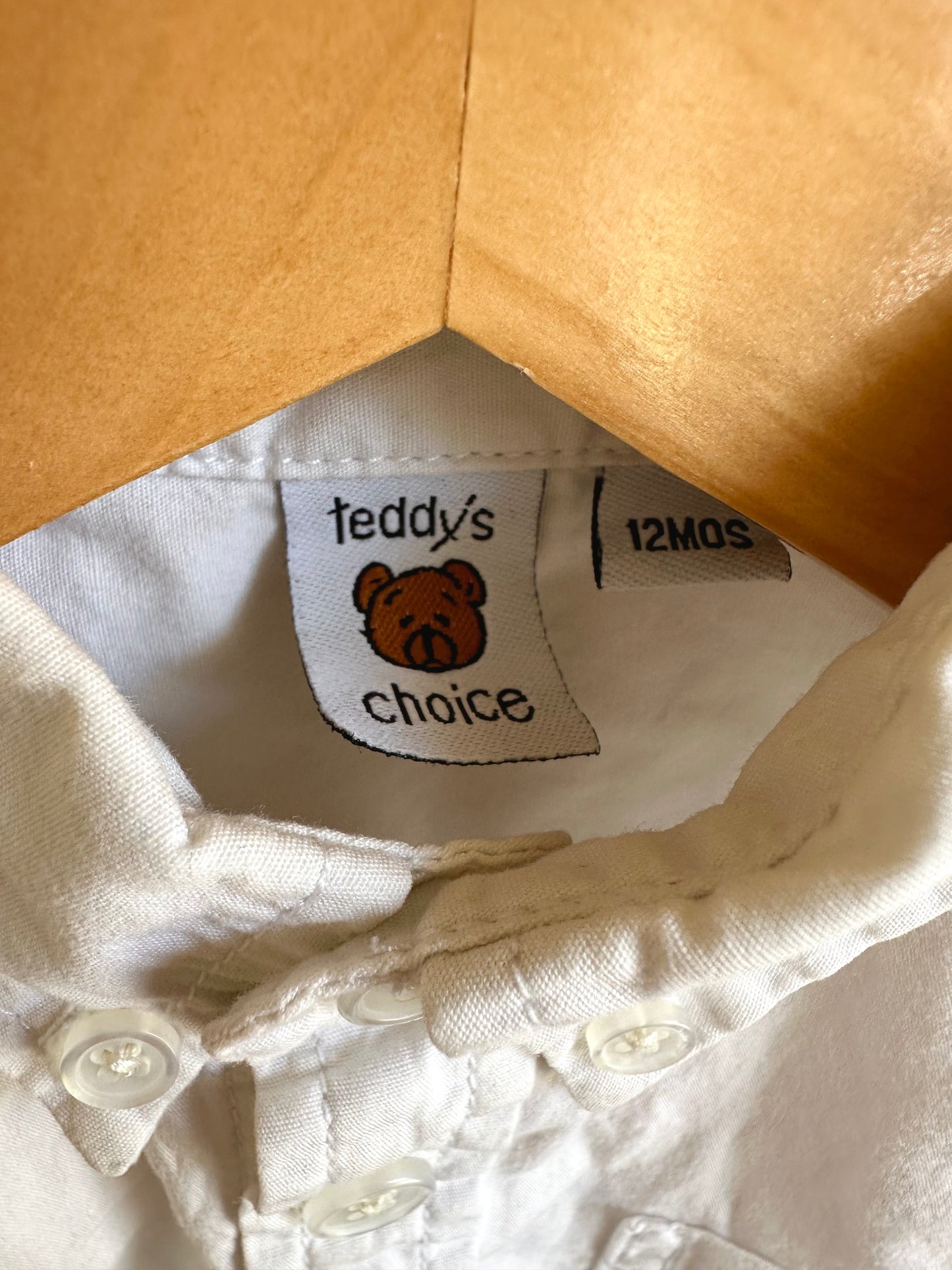 White Collared Button Up Bodysuit / 12m