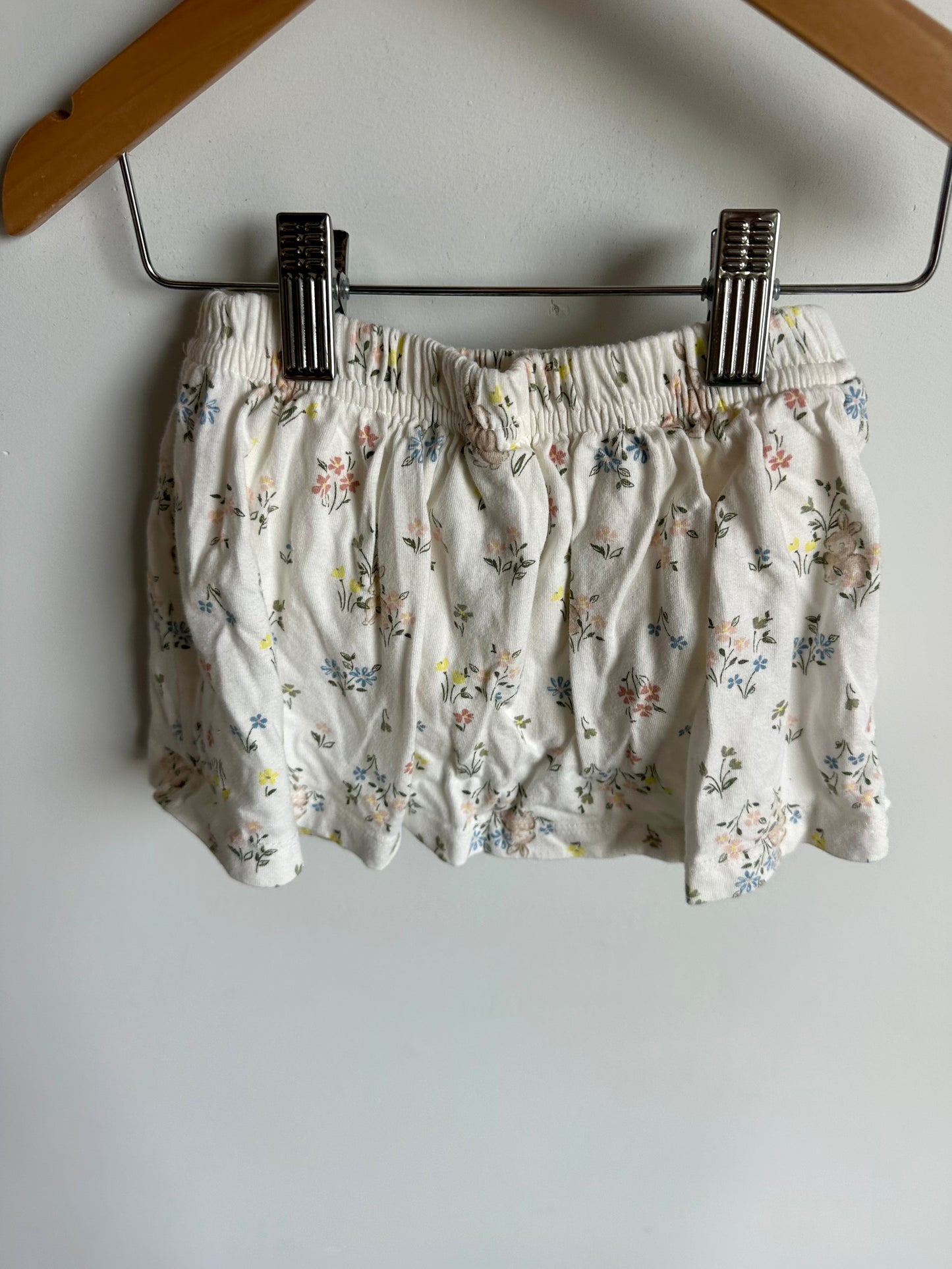 White Floral Rabbit Skirt with Bloomers / 18m