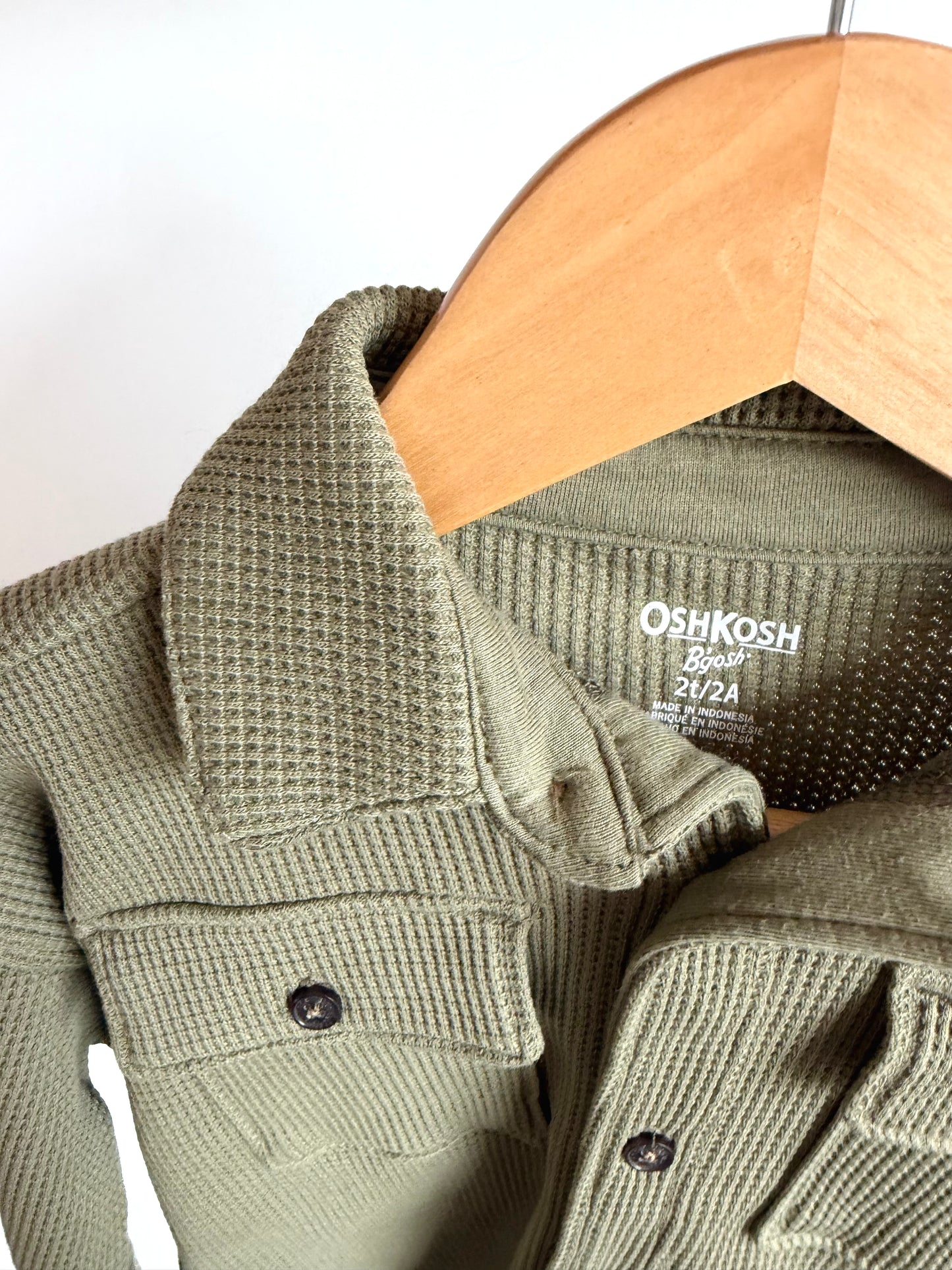 Sage Waffle Knit Button Up (With Tags) / 2T