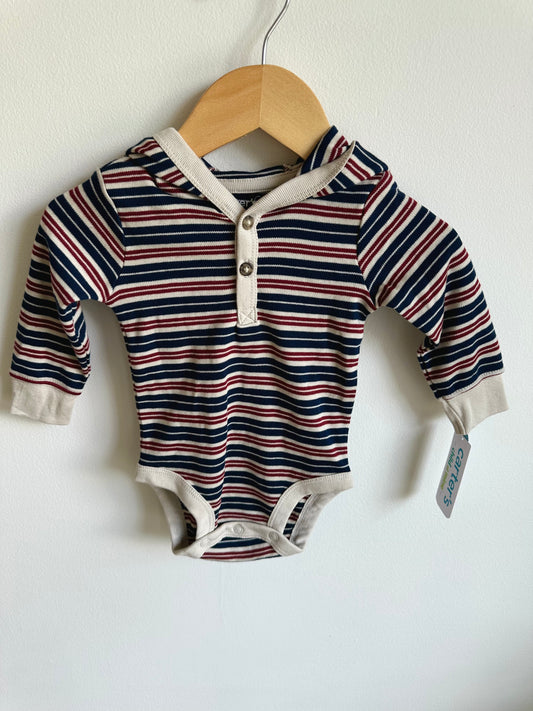 NEW Striped Hooded Bodysuit / 3-6m