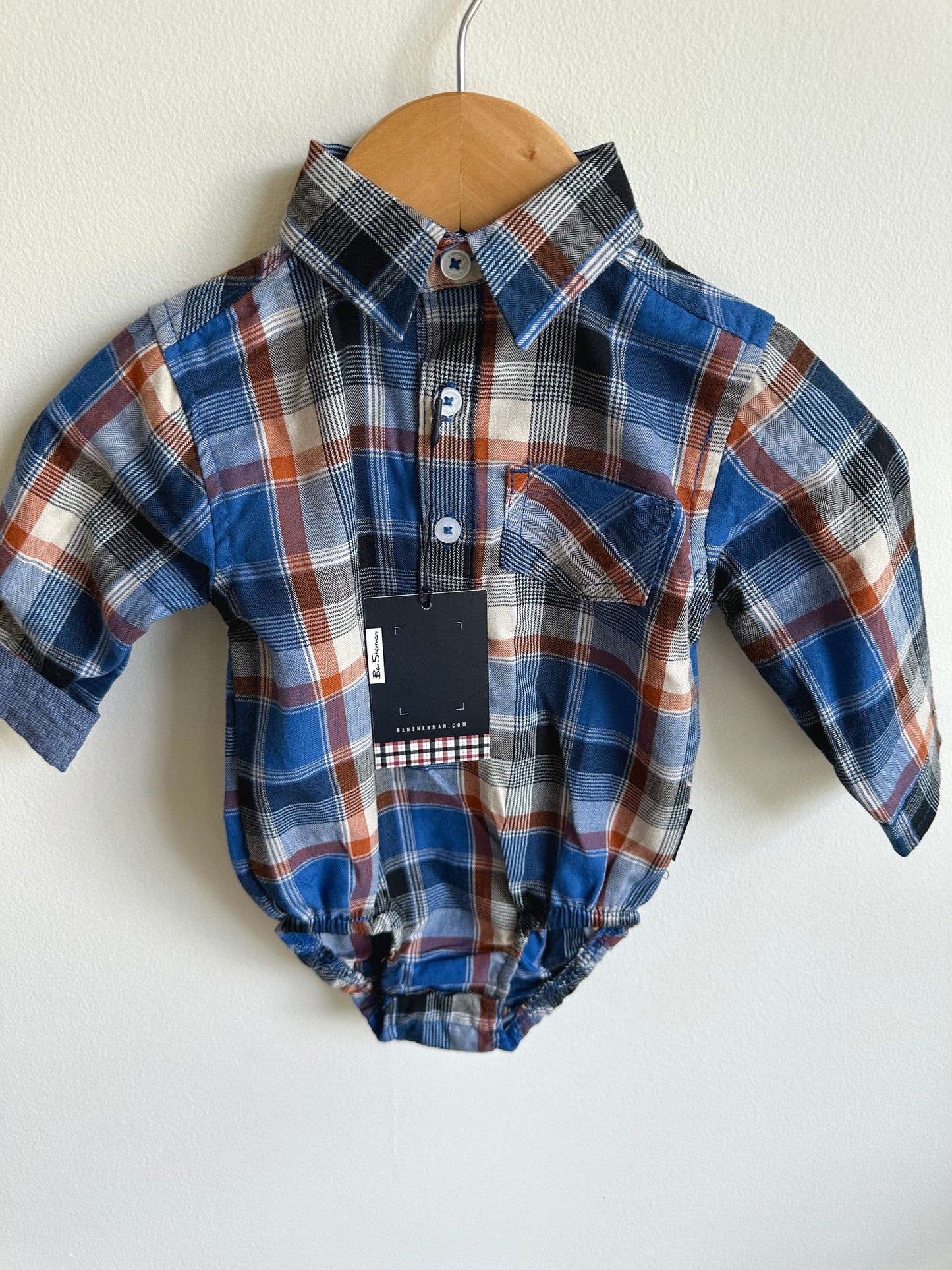 NEW Plaid Button Up Bodysuit / 3-6m