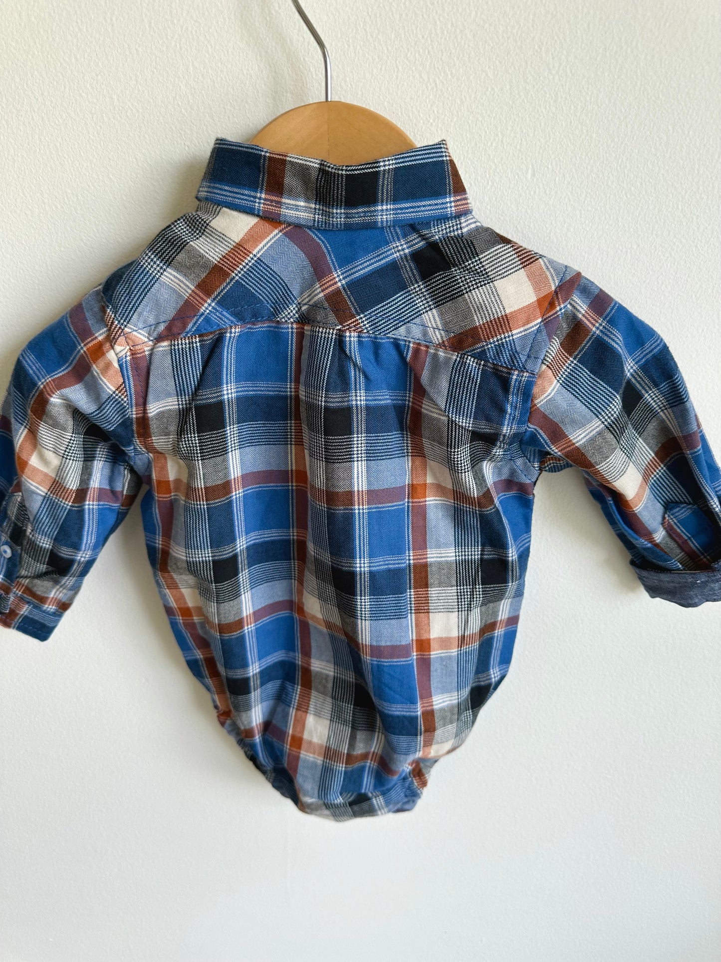 NEW Plaid Button Up Bodysuit / 3-6m