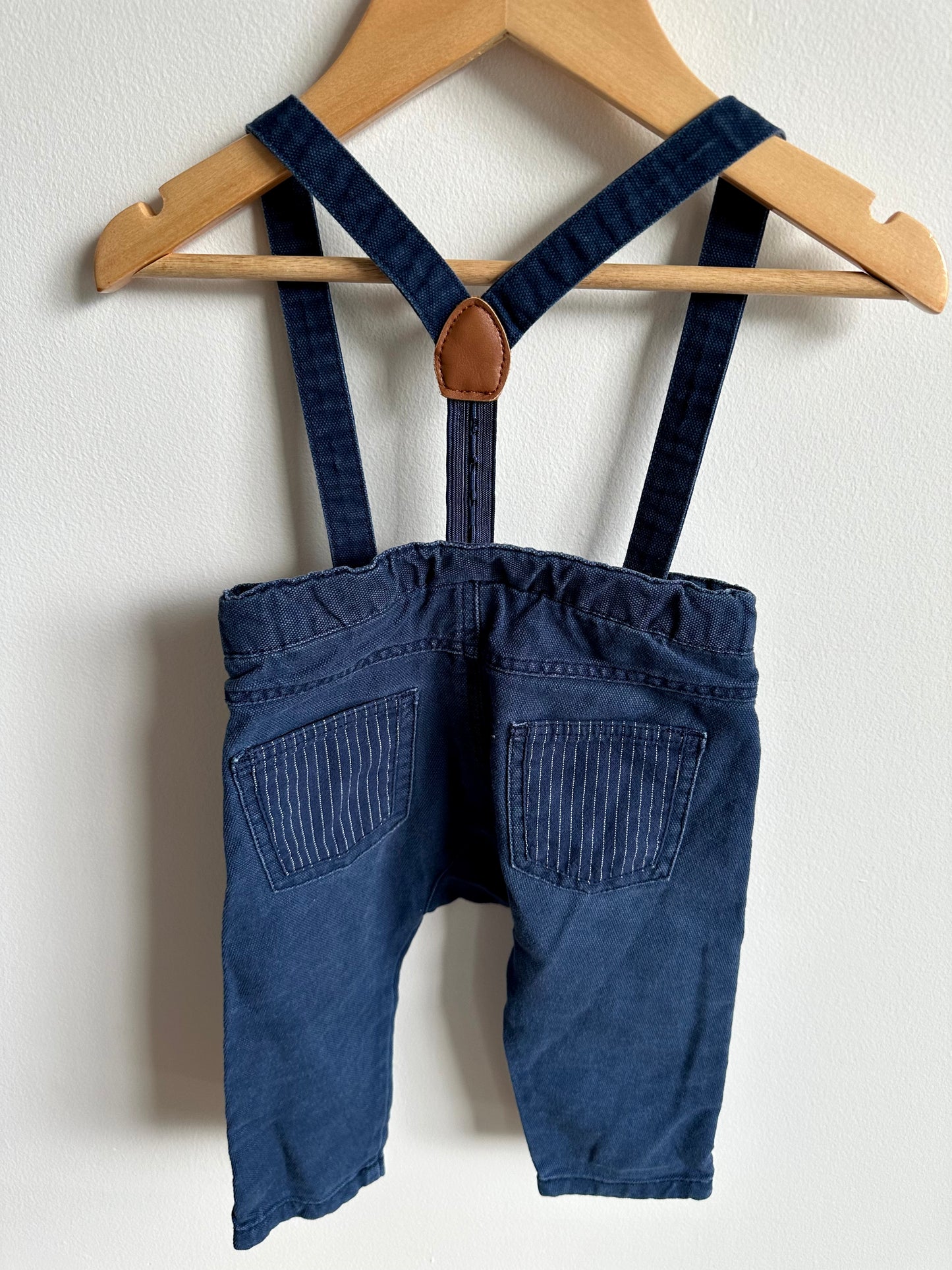 Zara Pants with Suspenders and Pinstripe Pockets / 6-9m