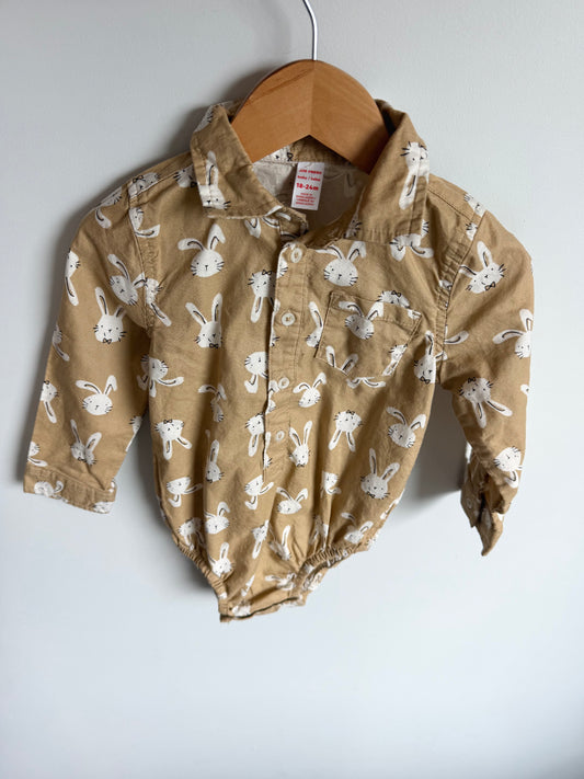 Tan Bunny Bodysuit with Bowtie / 18-24m