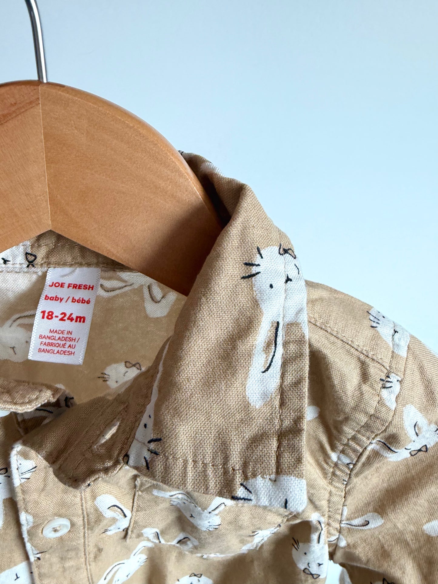 Tan Bunny Bodysuit with Bowtie / 18-24m