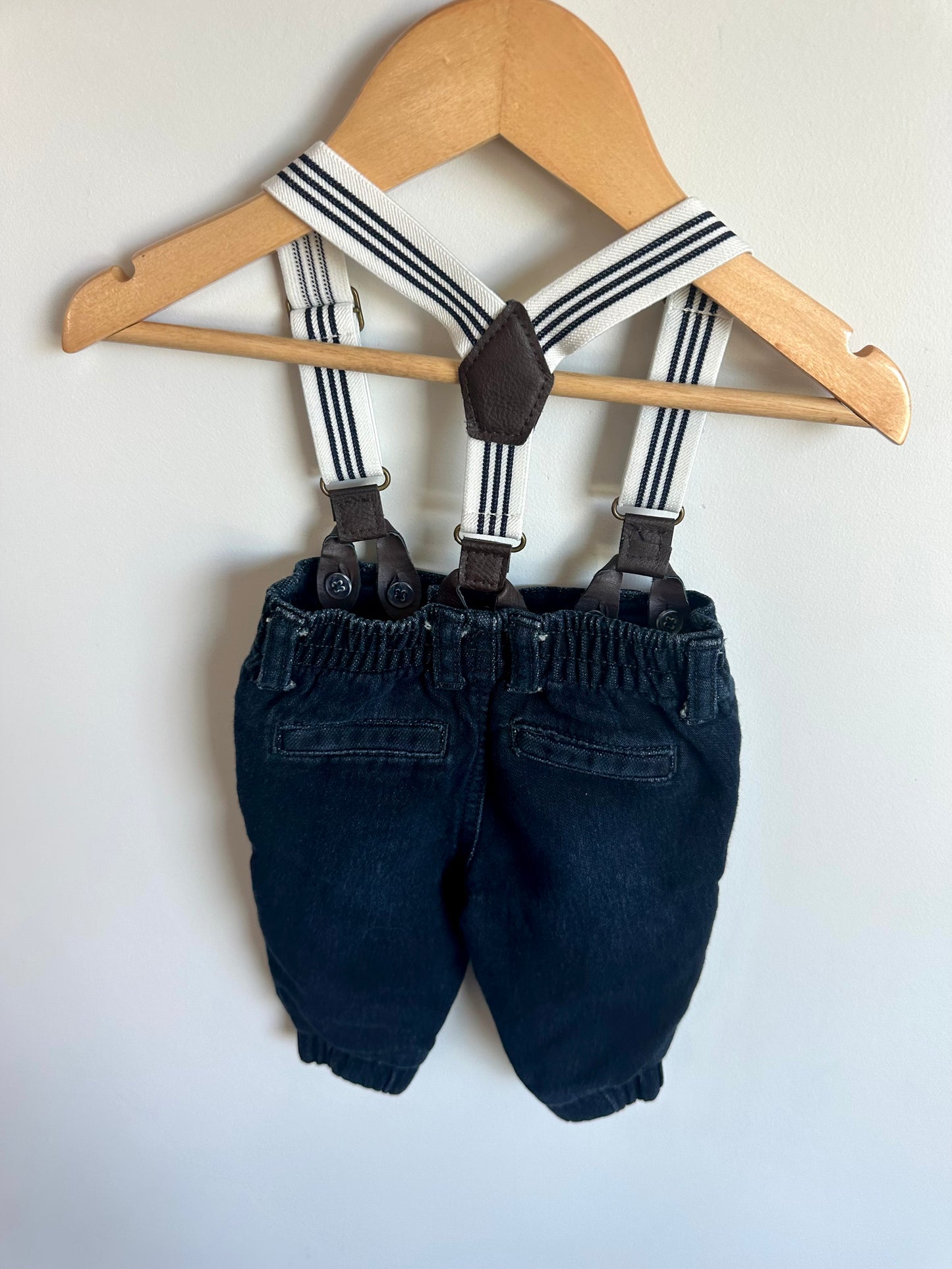 Jeans with Suspenders / 3-6m