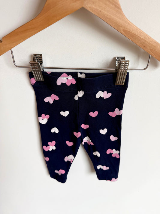 Heart Navy Leggings / 0-3m