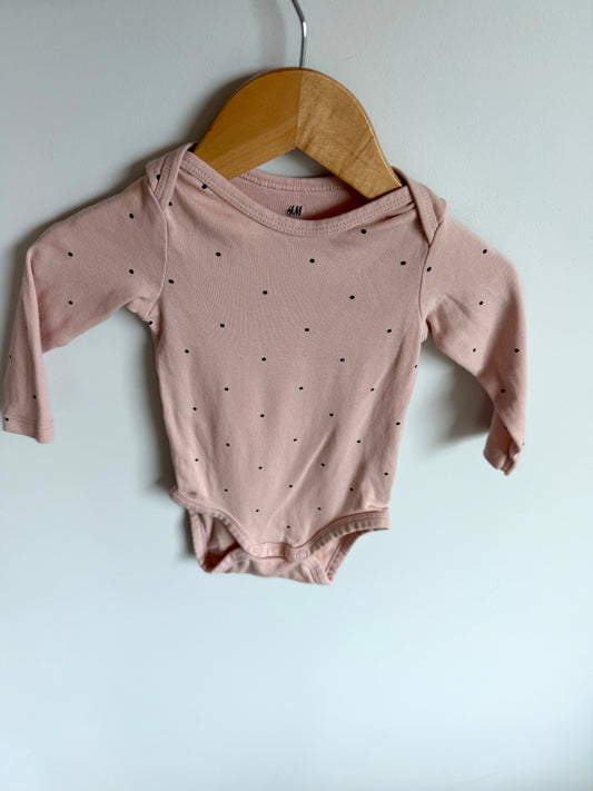 Pink Dotted Bodysuit / 4-6m